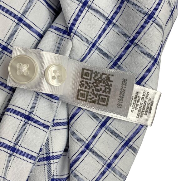 Bonobos Slim Fit White Navy Windowpane Long Sleeve Button Down Shirt - Picture 10 of 11